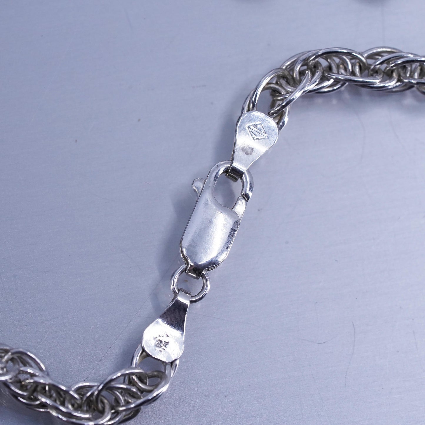 30” 5mm, vintage Italian Sterling 925 silver bold rope chain necklace