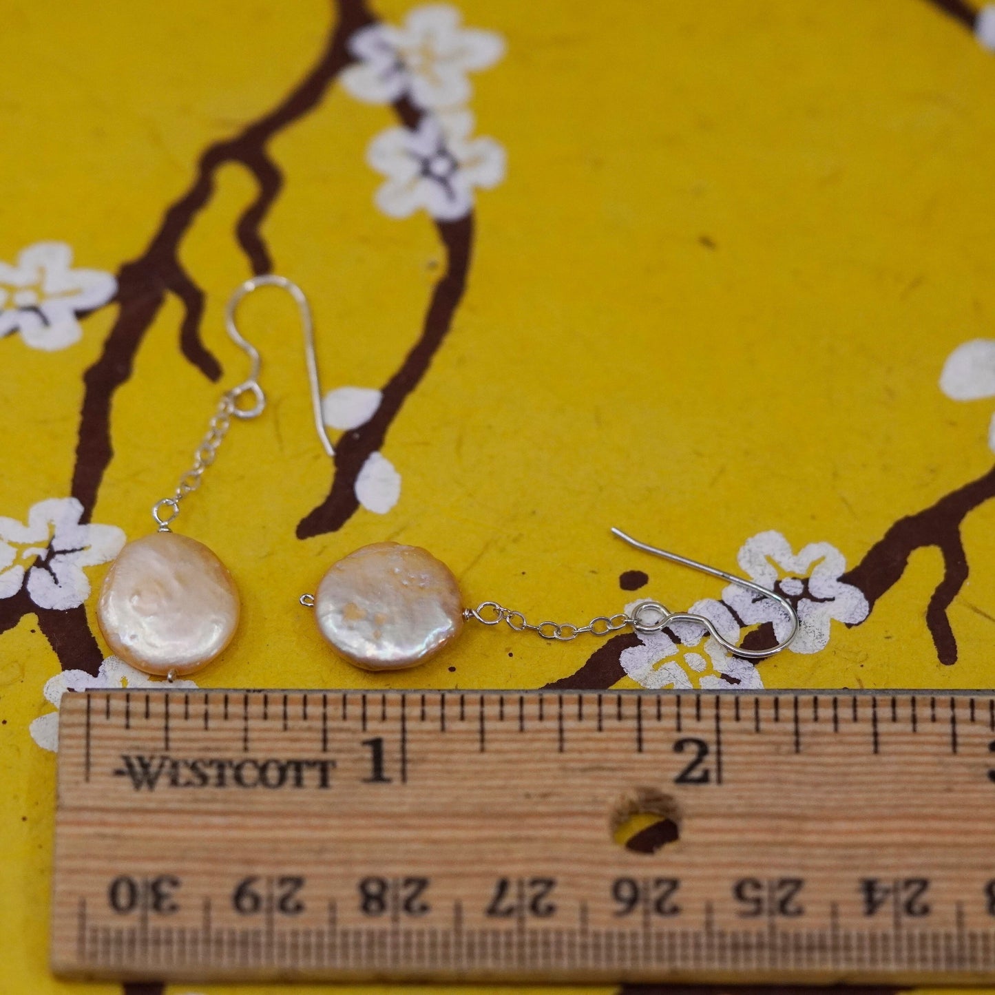 Vintage Sterling 925 silver handmade earrings with coin pearl