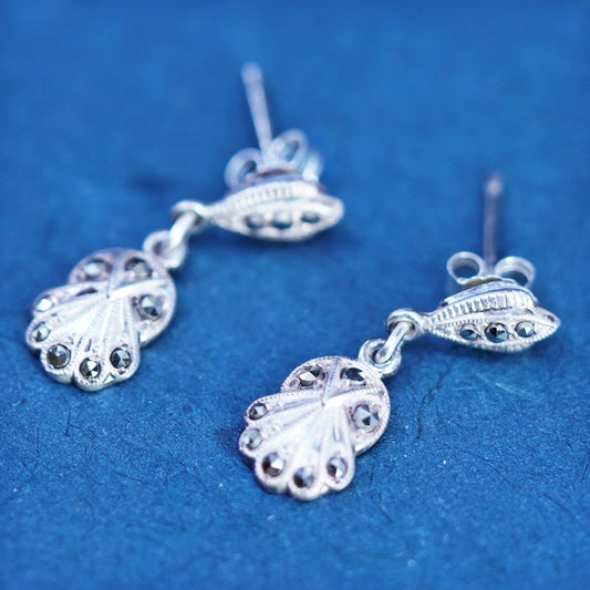 Vintage sterling silver 925 handmade earrings with marcasite details