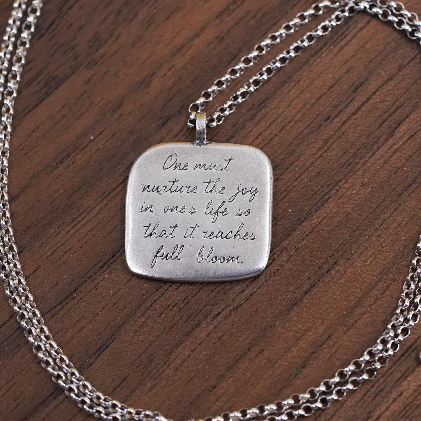 18+2”, Sterling silver necklace, 925 circle chain tag pendant “one must nurture