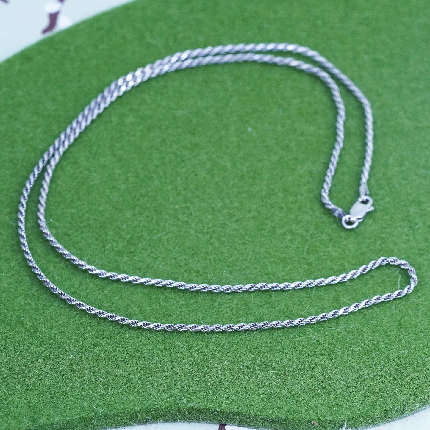 24", 2mm, vintage Italy Sterling silver necklace, 925 diamond cut rope chain