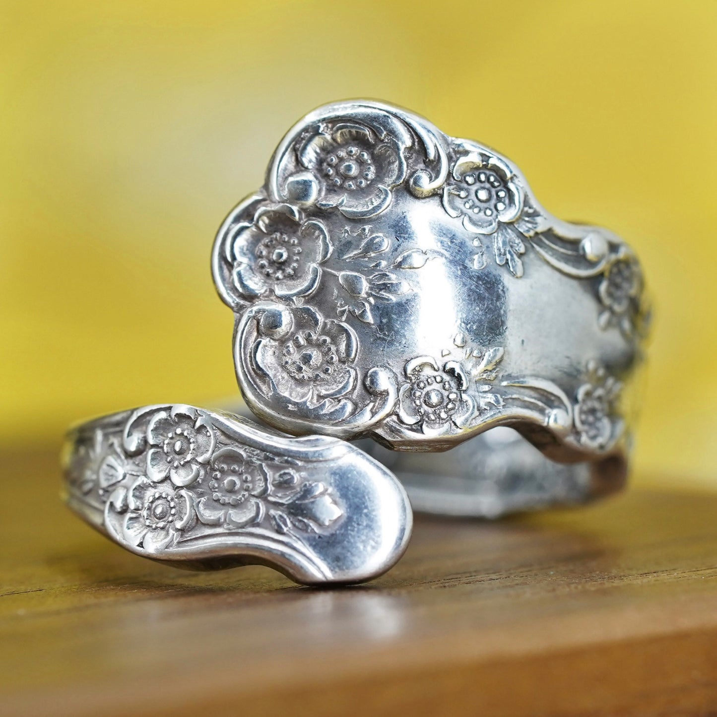 Size 8.5, vintage prelude Sterling silver handmade wrap band, 925 spoon ring