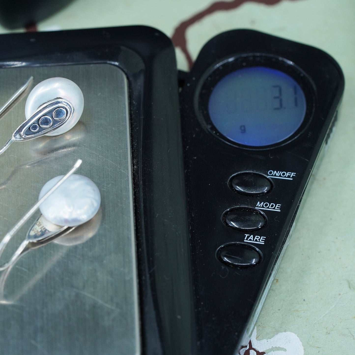 vintage Sterling silver 925 handmade earrings with freshwater coin pearl drops
