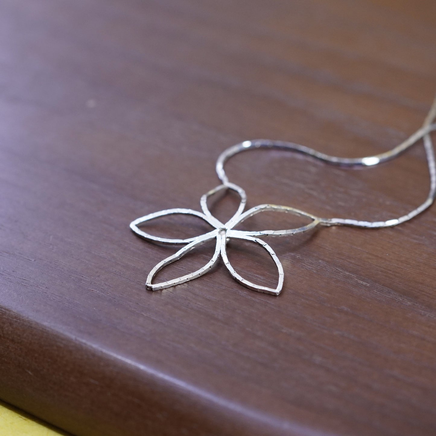16”, vintage Italian handmade necklace, 925 snake chain with flower pendant