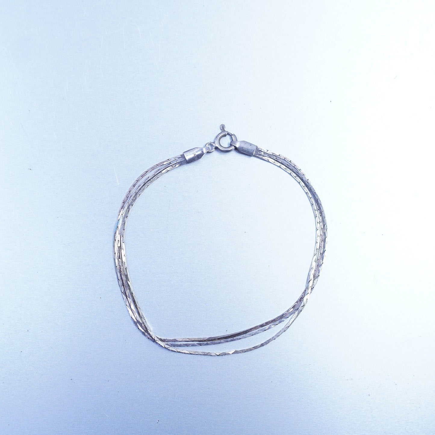 7”, Sterling 925 silver handmade bracelet, multi strands snake link chain