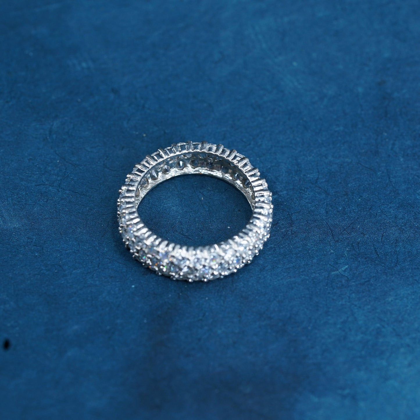 Size 7.25, sterling silver ring with cluster Cz, band, perfect gift Christmas