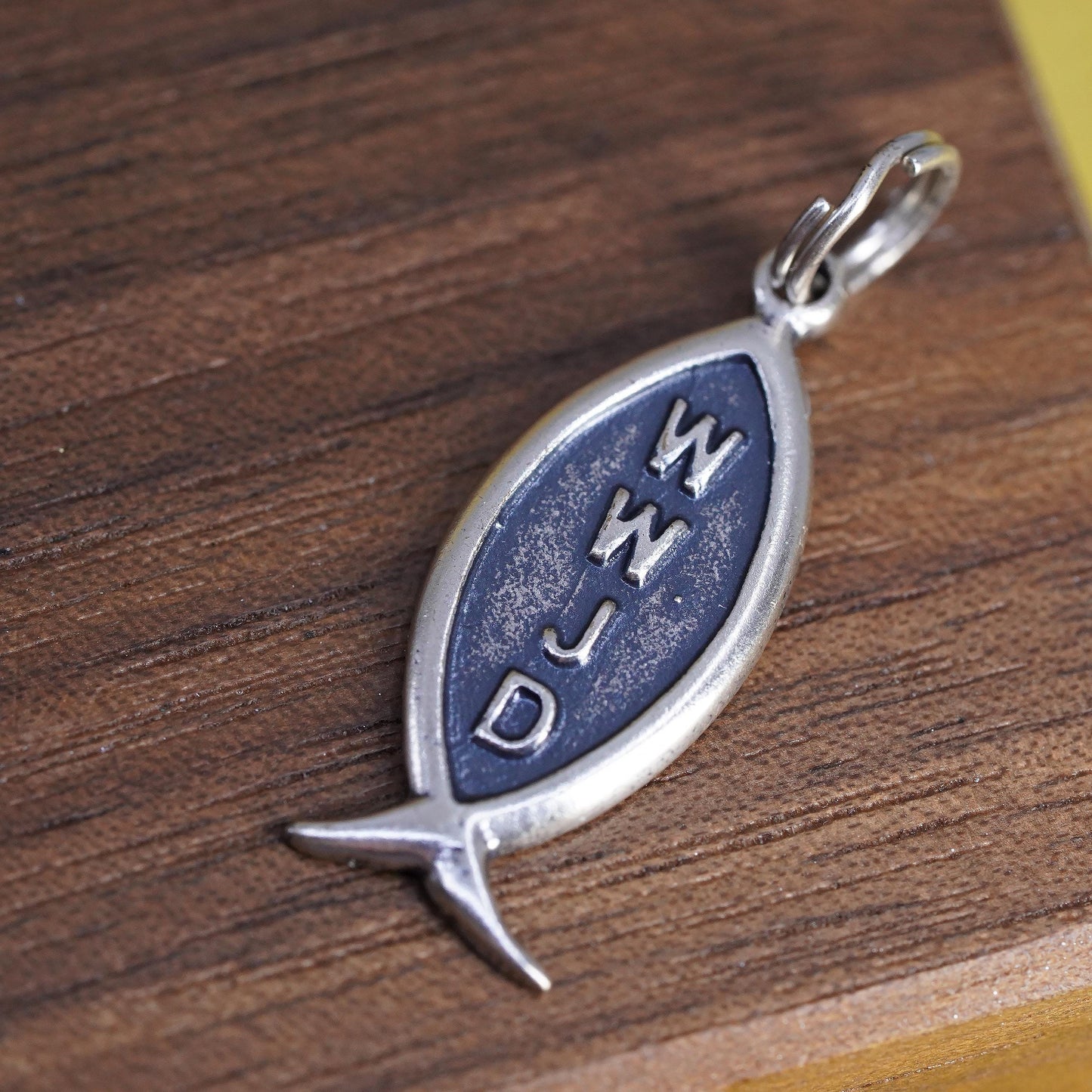WWJD Fish Charm Sterling Silver 925 Pendant, What Would Jesus Do Christian