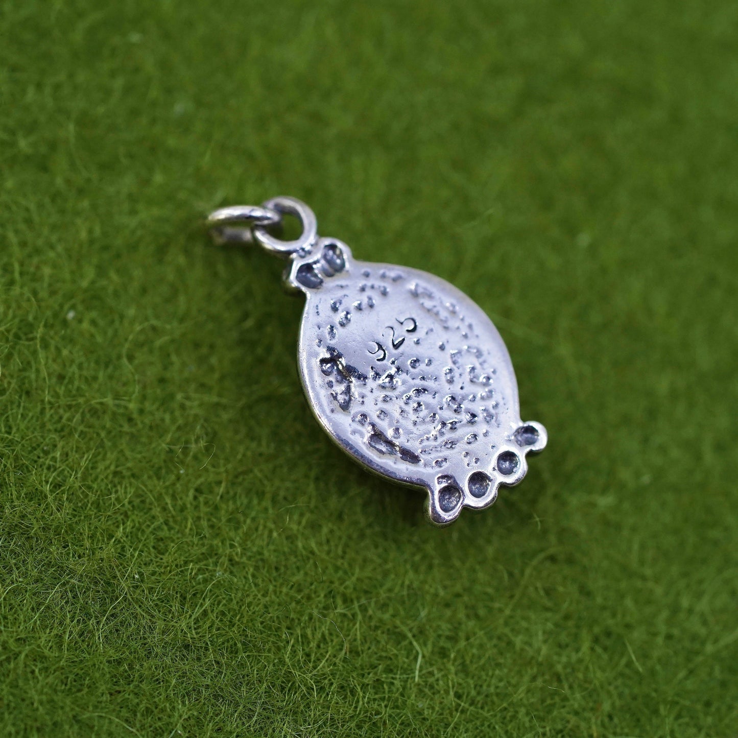 Vintage Sterling 925 silver handmade pendant with fire opal
