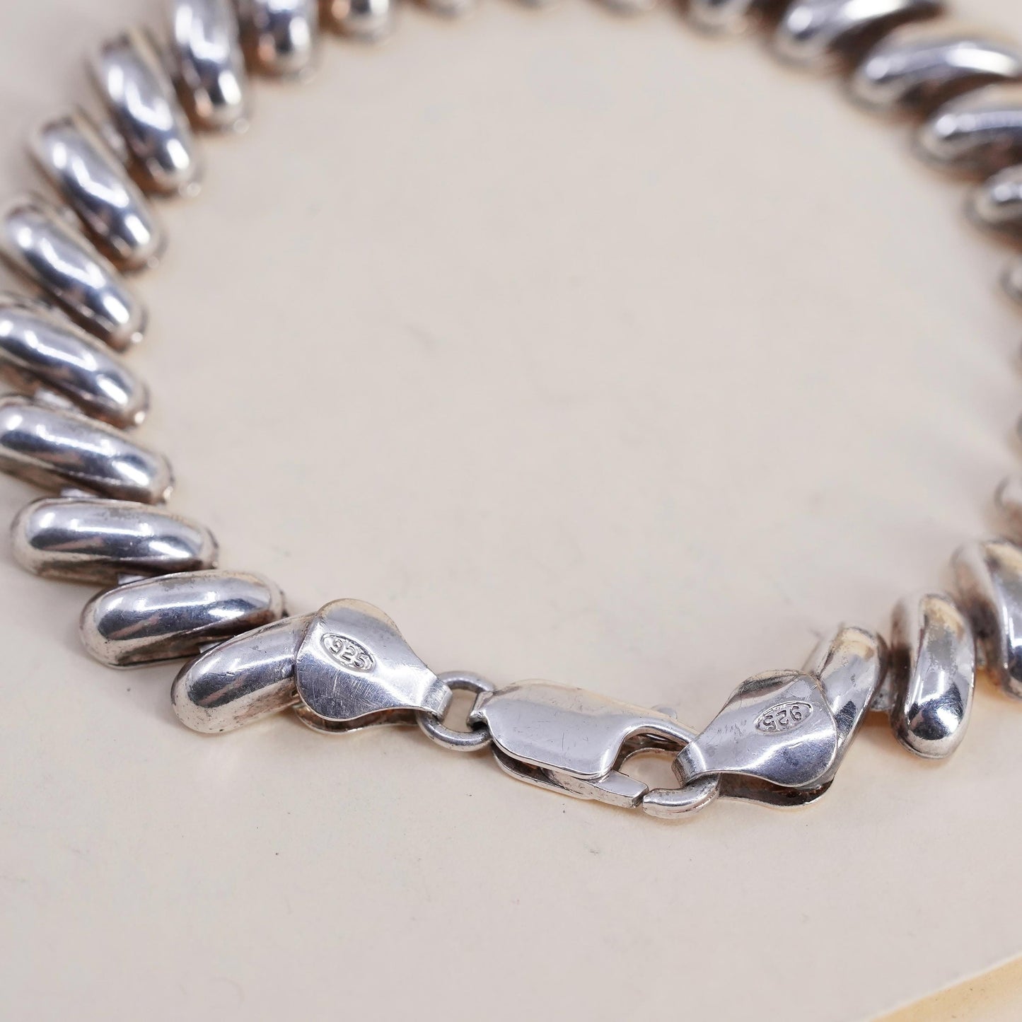 6.75” 11mm, Vintage Italian Made Bold Sterling Silver San Marco chain bracelet
