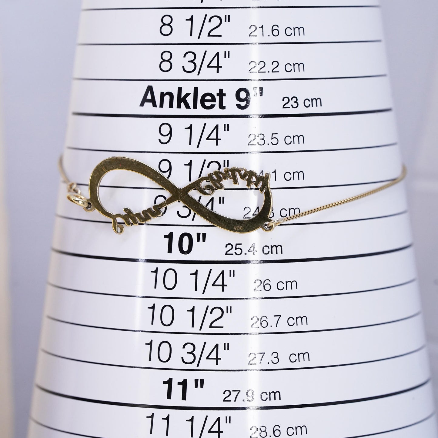 9.75”, VTG vermeil gold sterling silver bracelet, 925 box name "Lynn Christy"