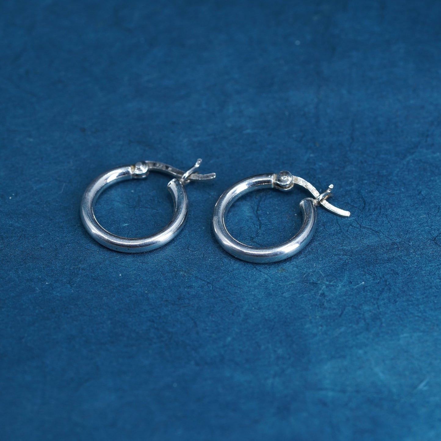 0.5”, vintage Sterling silver handmade hoop earrings, fine 925 huggie
