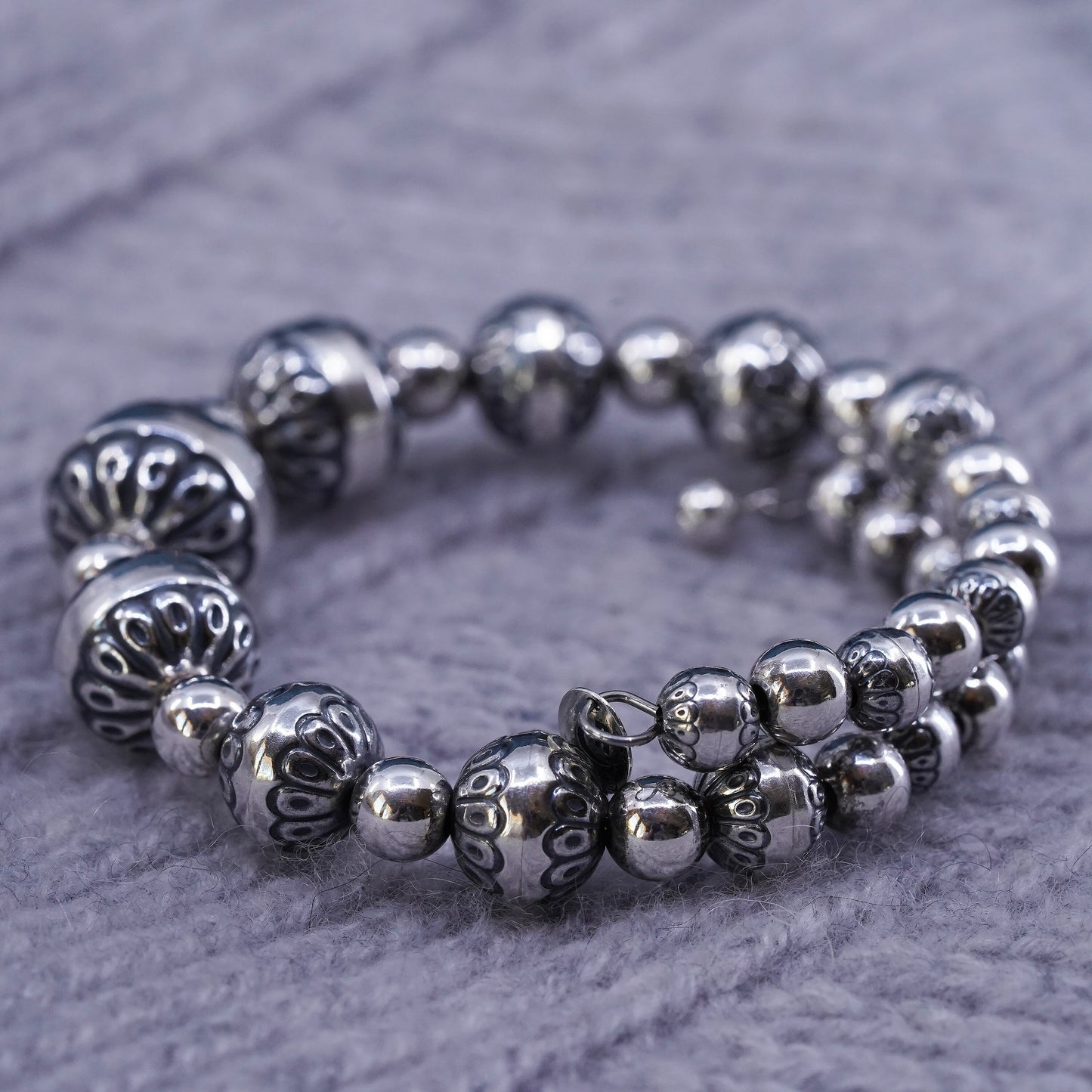 6", Carolyn Pollack Relios sterling silver bracelet, 925 silver bangle beads