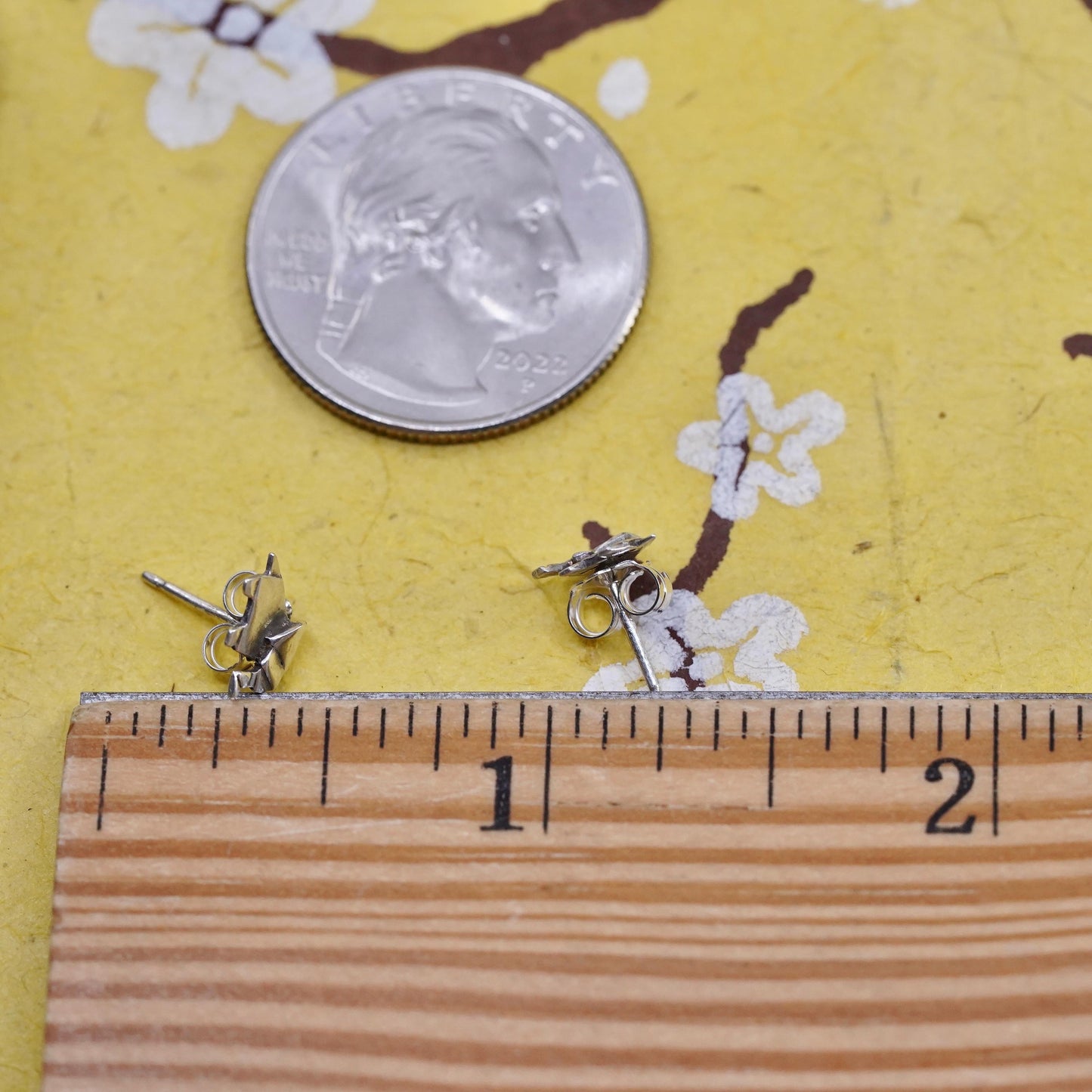 VTG Sterling silver handmade earrings, 925 origami paper folding elephant studs