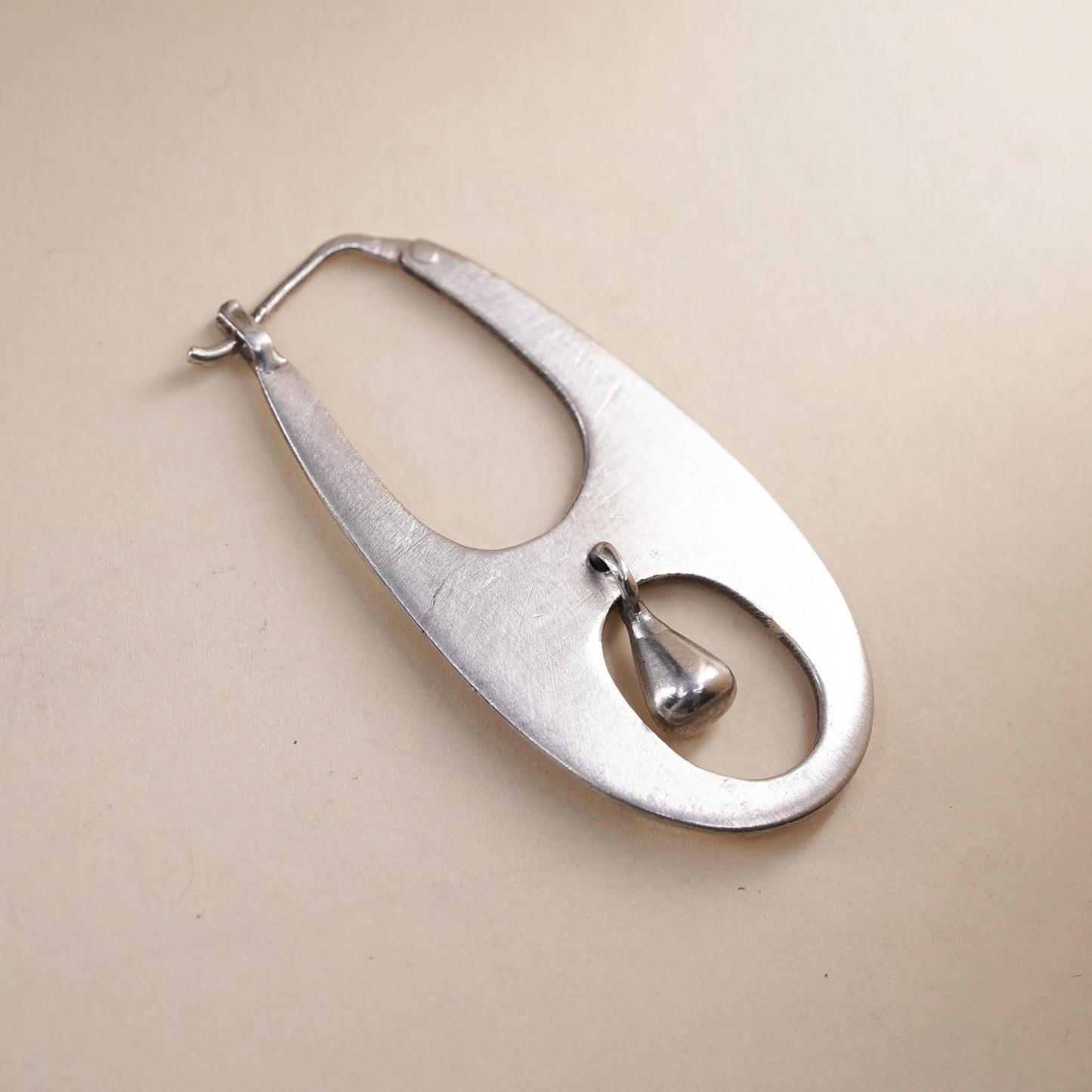 1.5", Vintage sterling 925 silver loop single earring, fashion primitive hoop