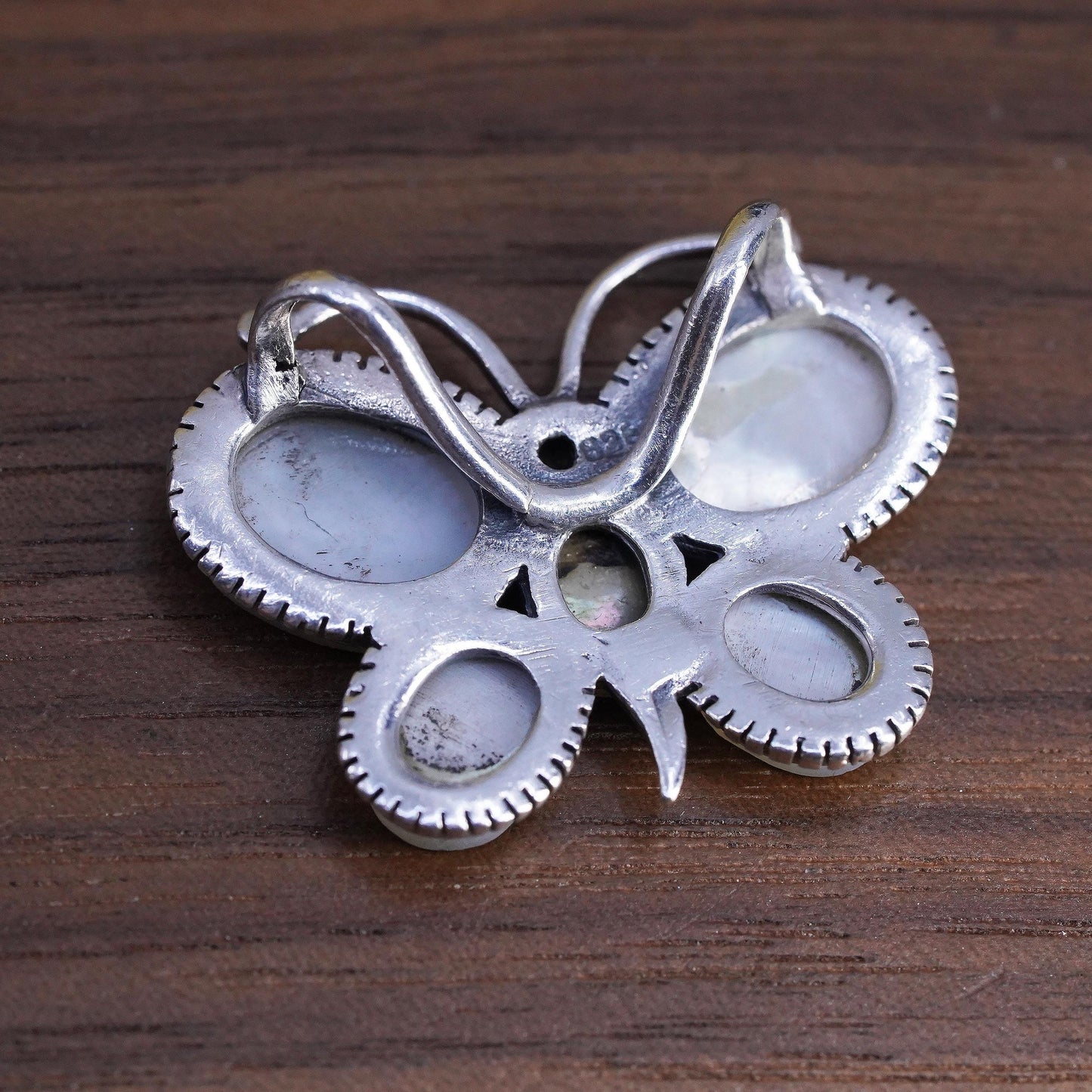 VTG southwestern Sterling 925 silver butterfly charm pendant mother of pearl