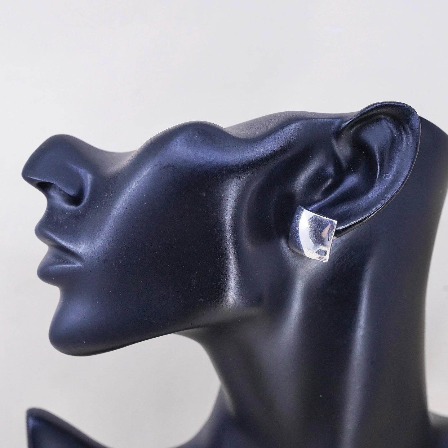 Vintage sterling silver studs, handmade bold 925 dome square earrings