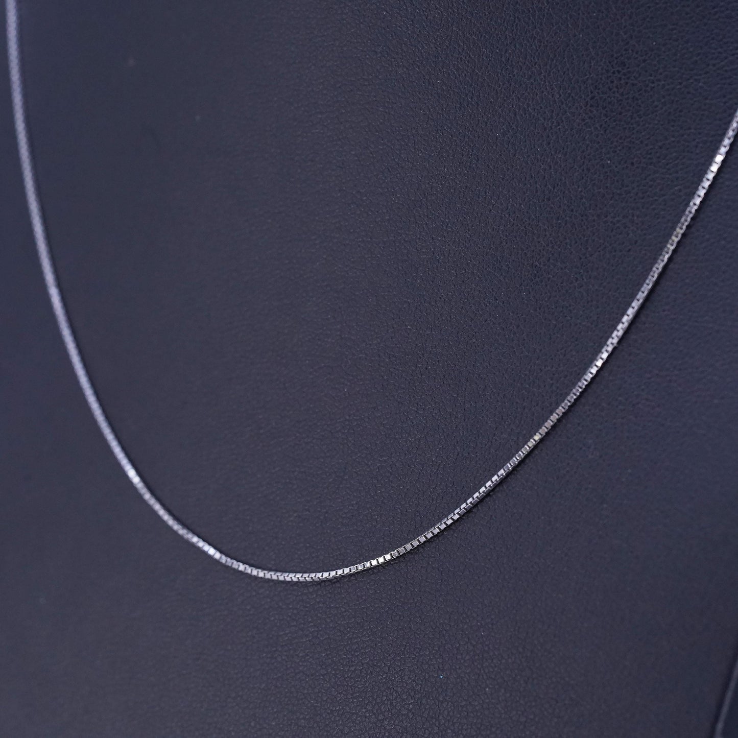 16+2” 1mm, vintage Italy 925 silver box chain necklace