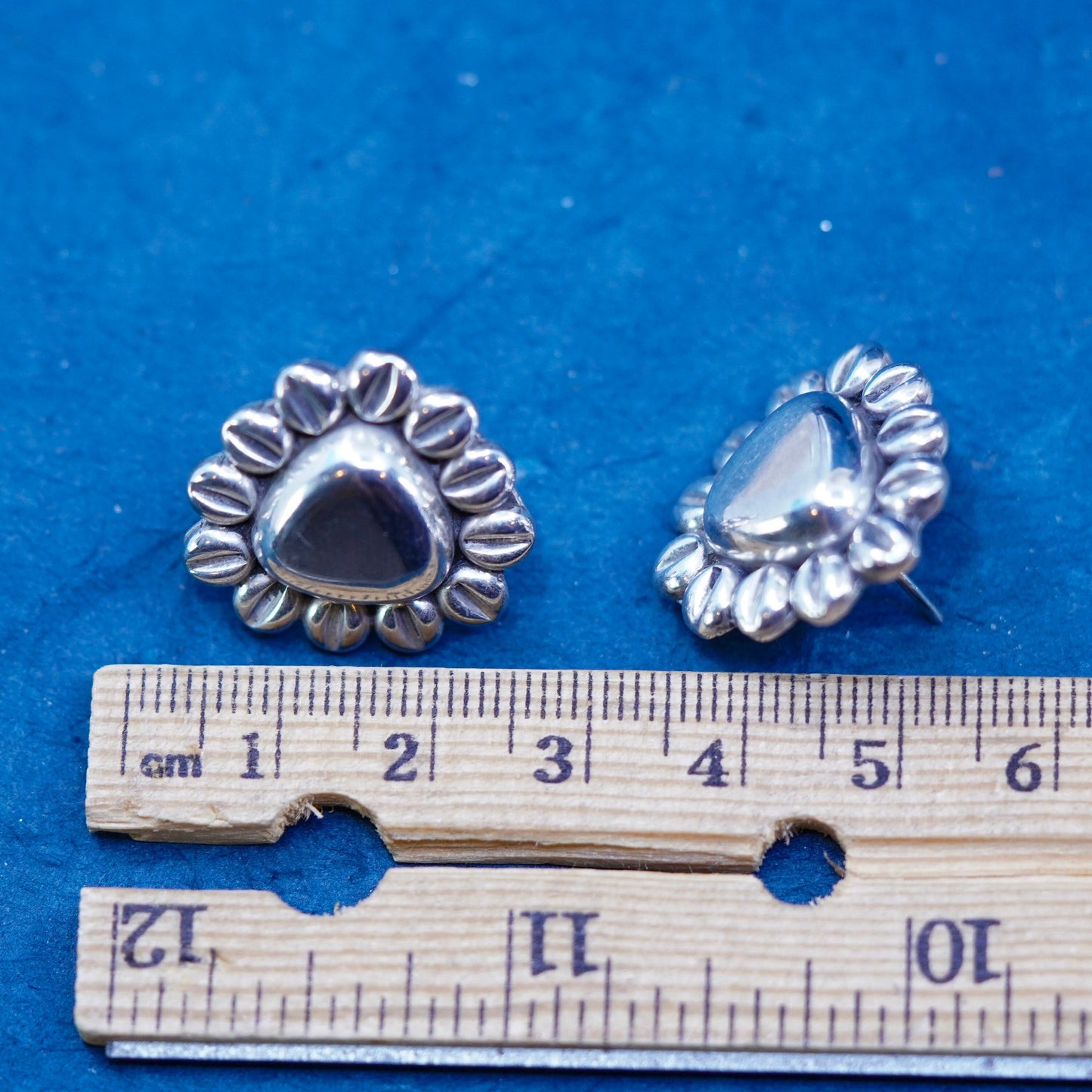 Vintage Mexican Sterling silver handmade earrings, 925 studs