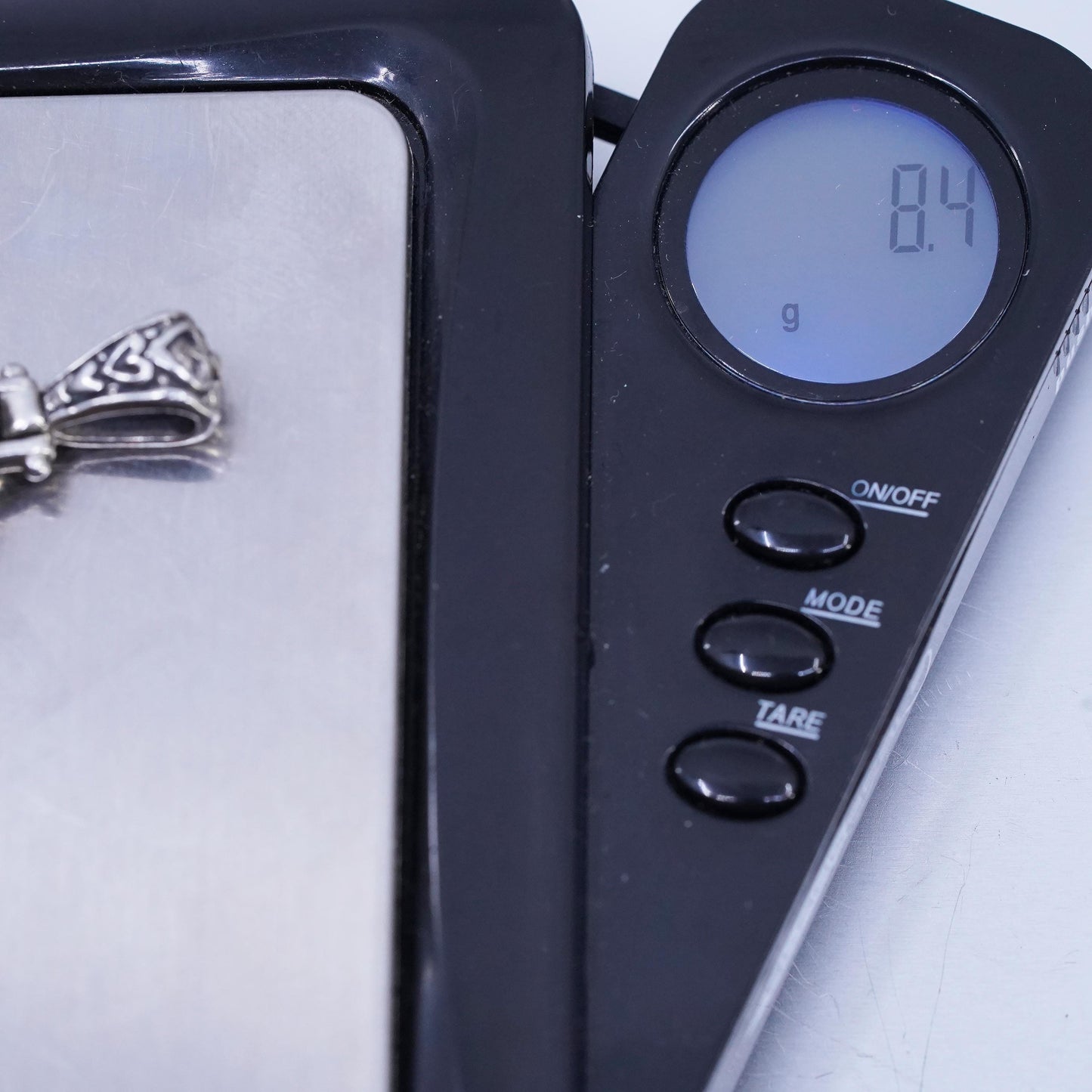 Vintage Bali sterling 925 silver double sided filigree teardrop pendant onyx