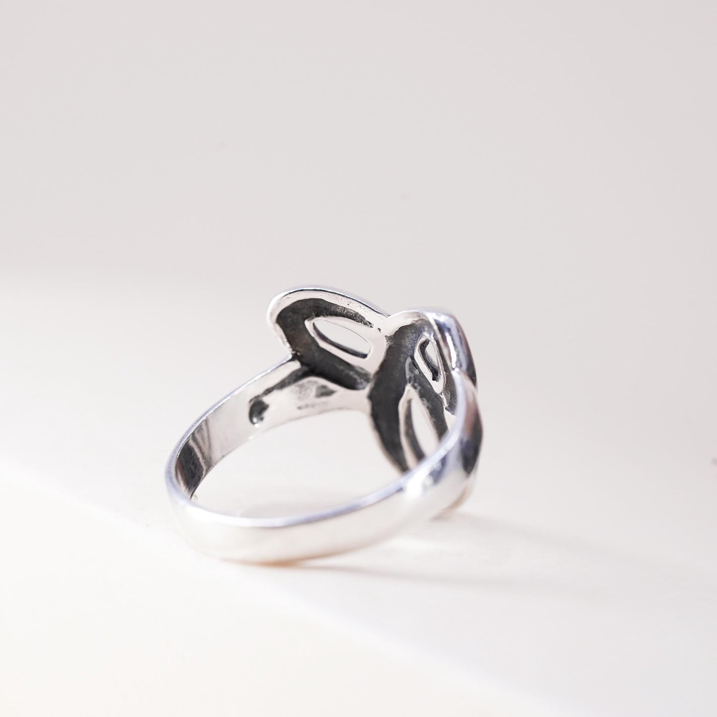 Size 6, VTG Celtic knot sterling silver wired ring 925 irish entwined knot band