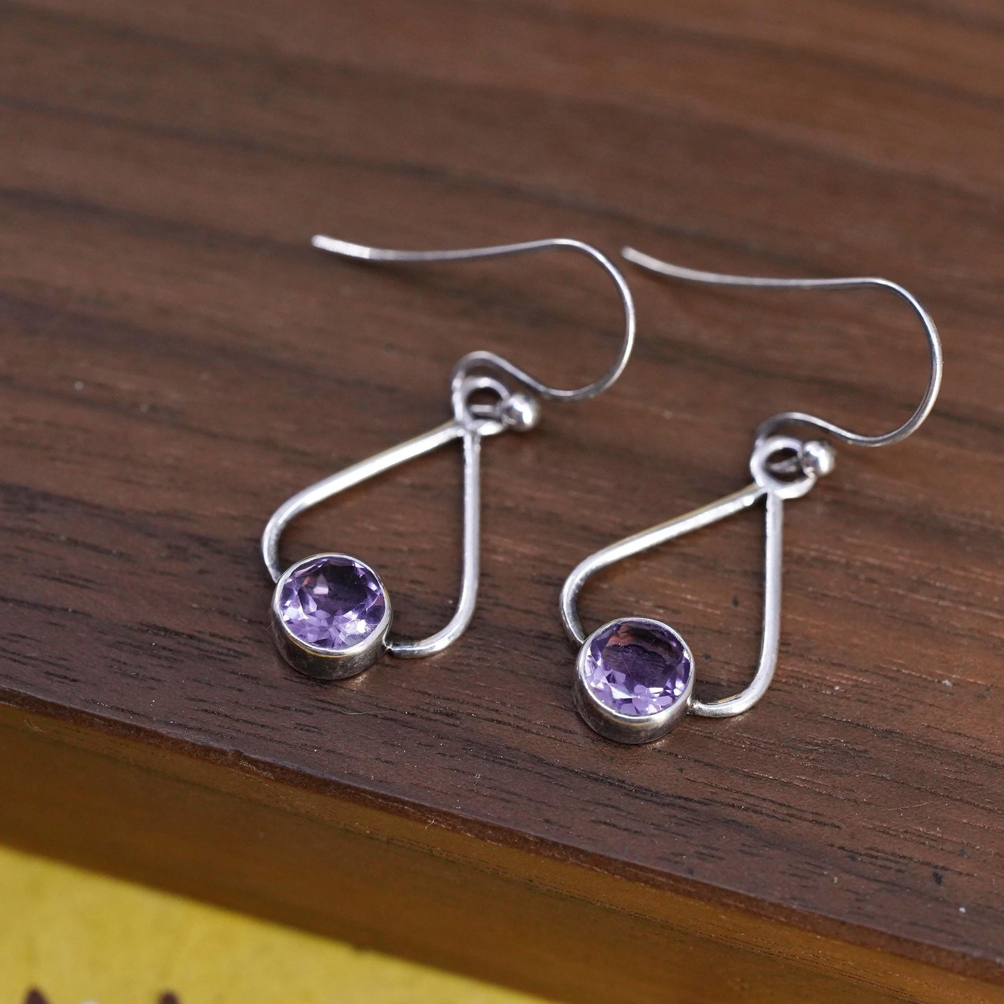 Vintage Sterling 925 silver handmade earrings with amethyst