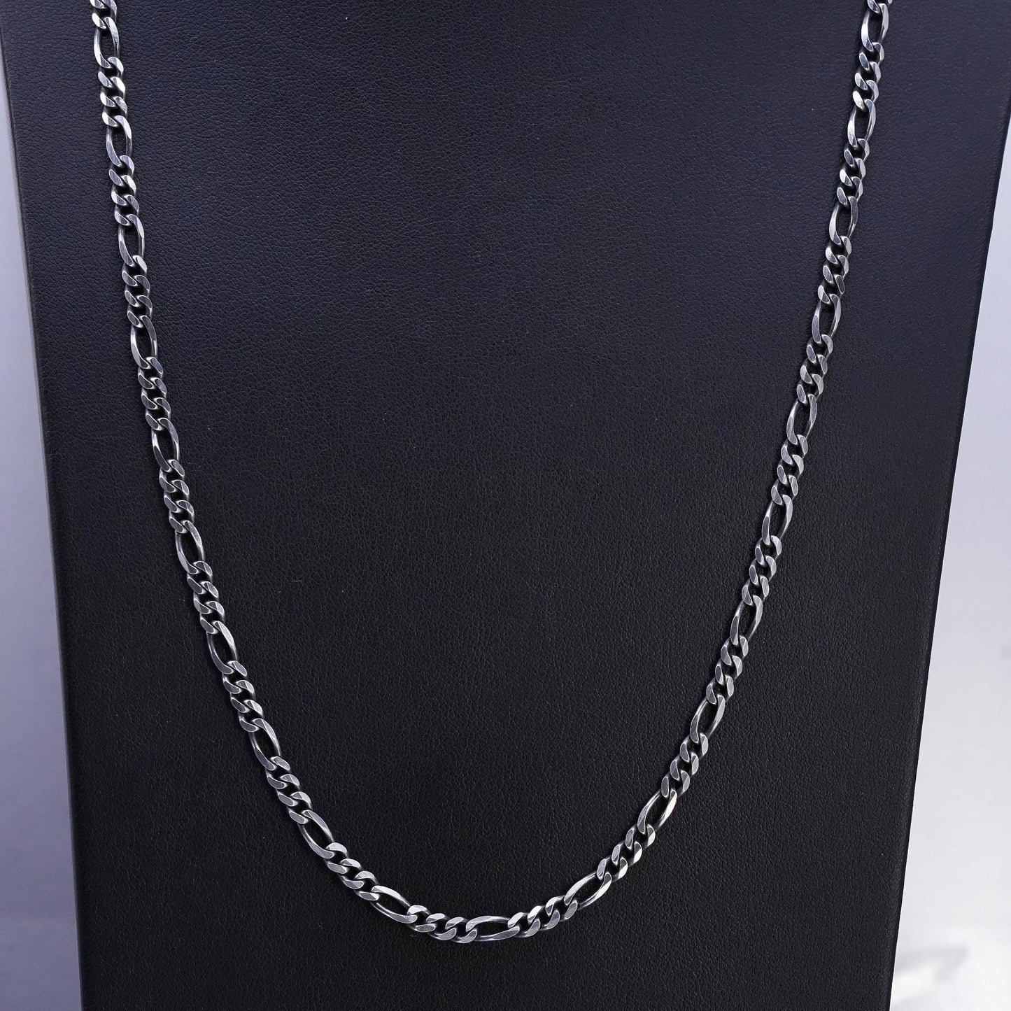 24" 4mm, vintage Sterling 925 silver figaro chain necklace