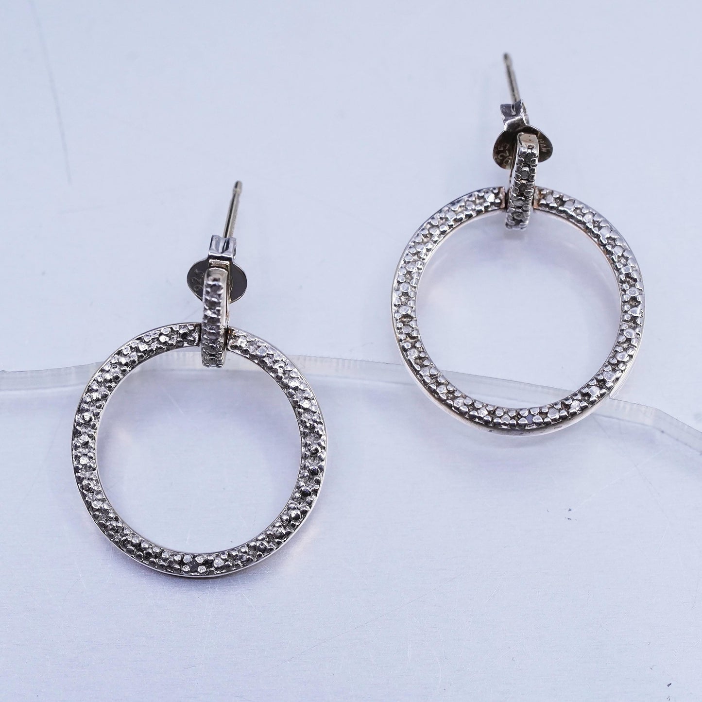 Vinatge vermeil gold over Sterling silver earrings, 925 hoops with diamond