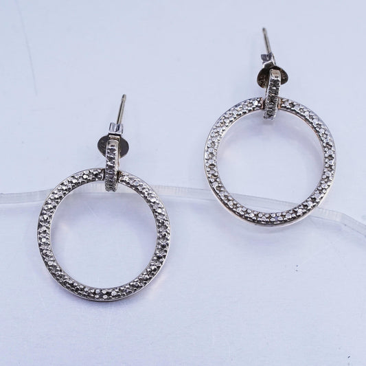 Vinatge vermeil gold over Sterling silver earrings, 925 hoops with diamond