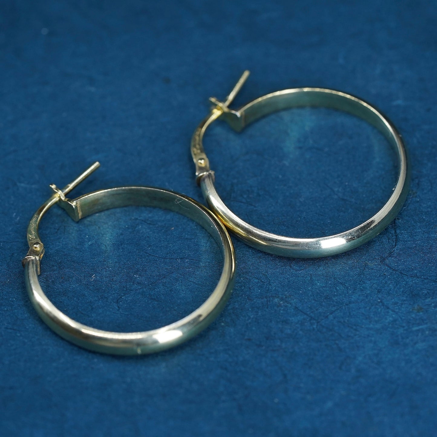 1” Vintage vermeil gold over Sterling silver hoop earrings, 925 huggie