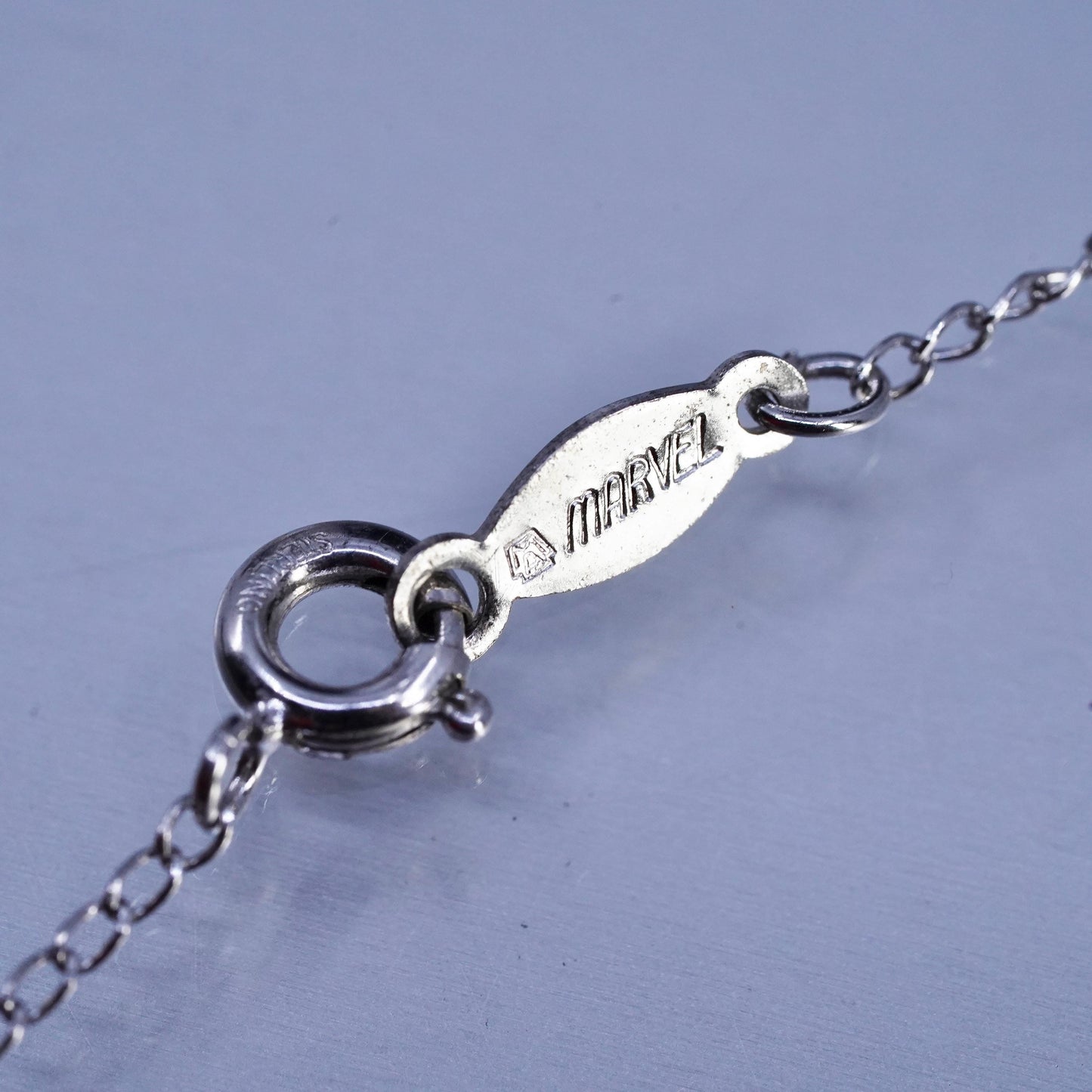 16", vintage Sterling 925 silver handmade curb necklace with cz cross pendant