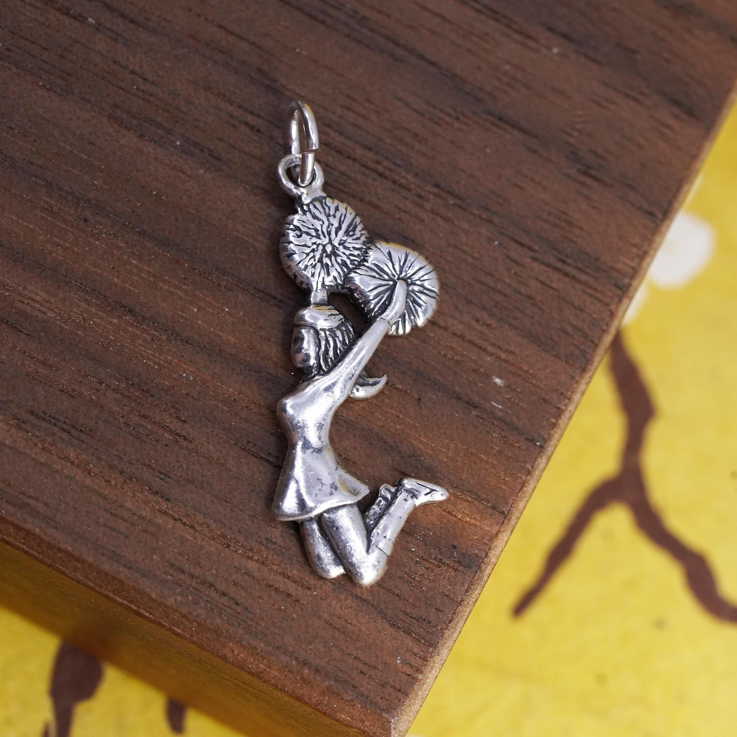 Vintage Sterling silver handmade cheerleader charm, 925 pendant dream