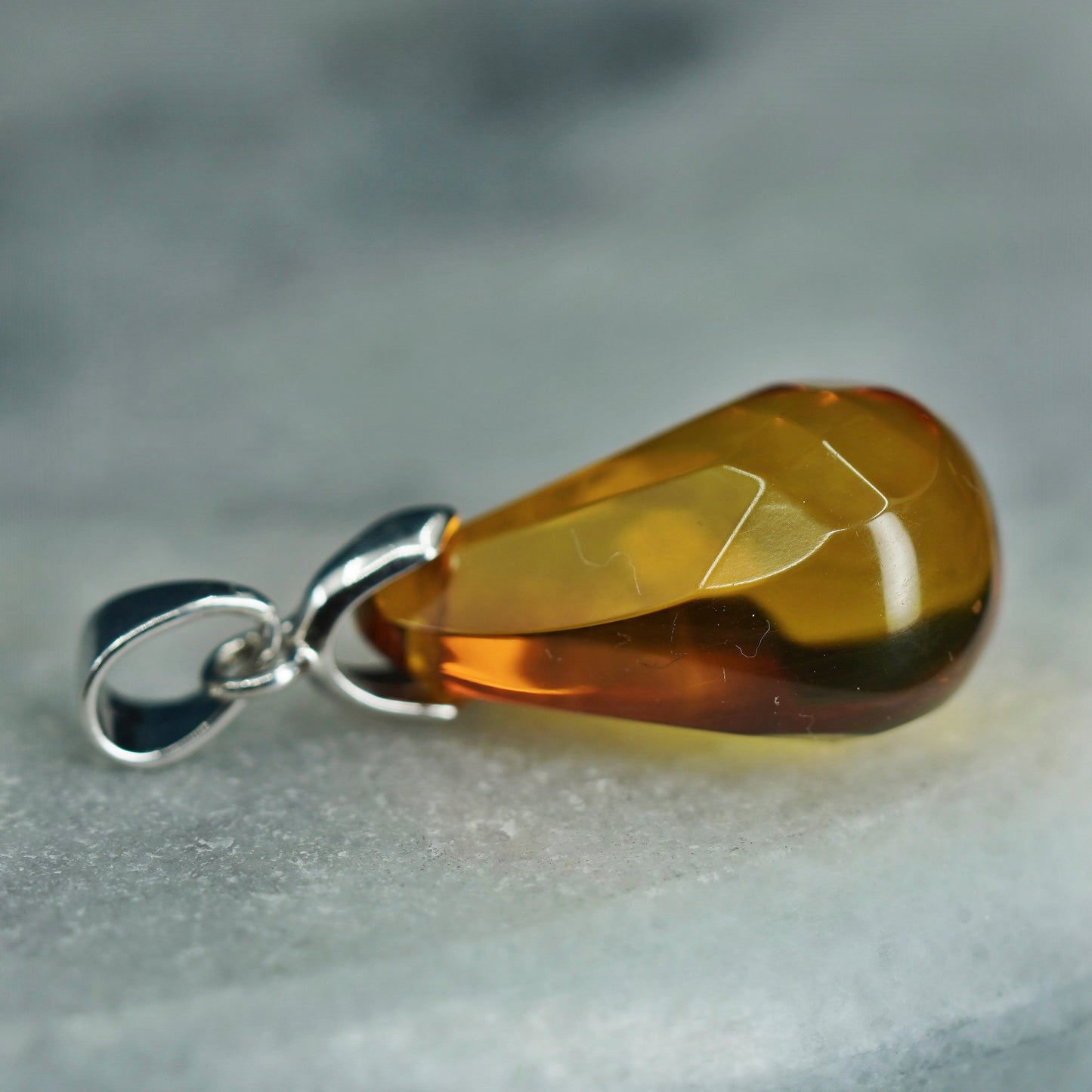 Vintage Sterling 926 silver handmade pendant with amber