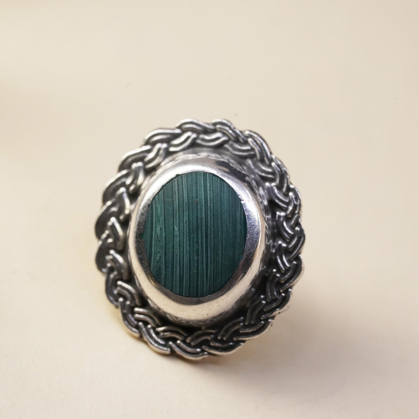 southwestern Mexican Sterling 925 silver stud with malachite, single earring