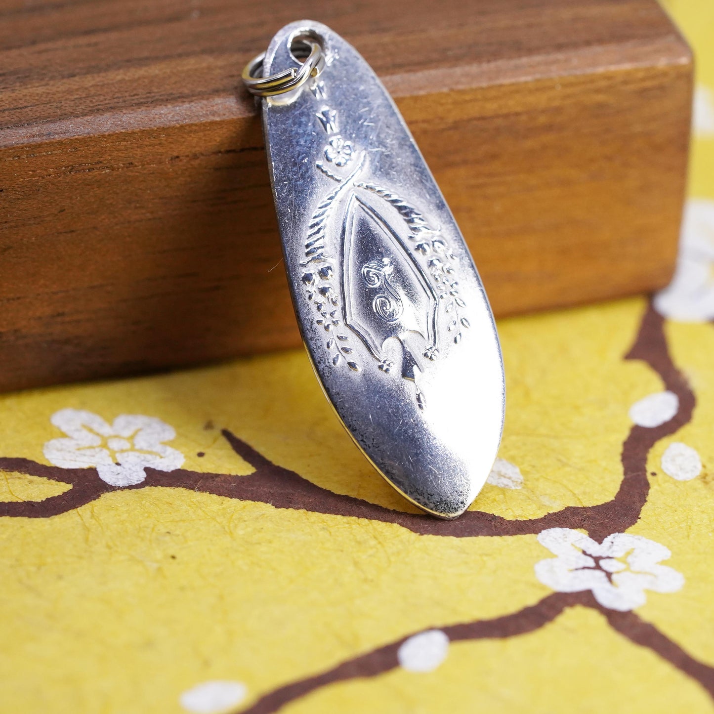 Vintage Sterling silver handmade charm, 925 spoon tag pendant, silver tested