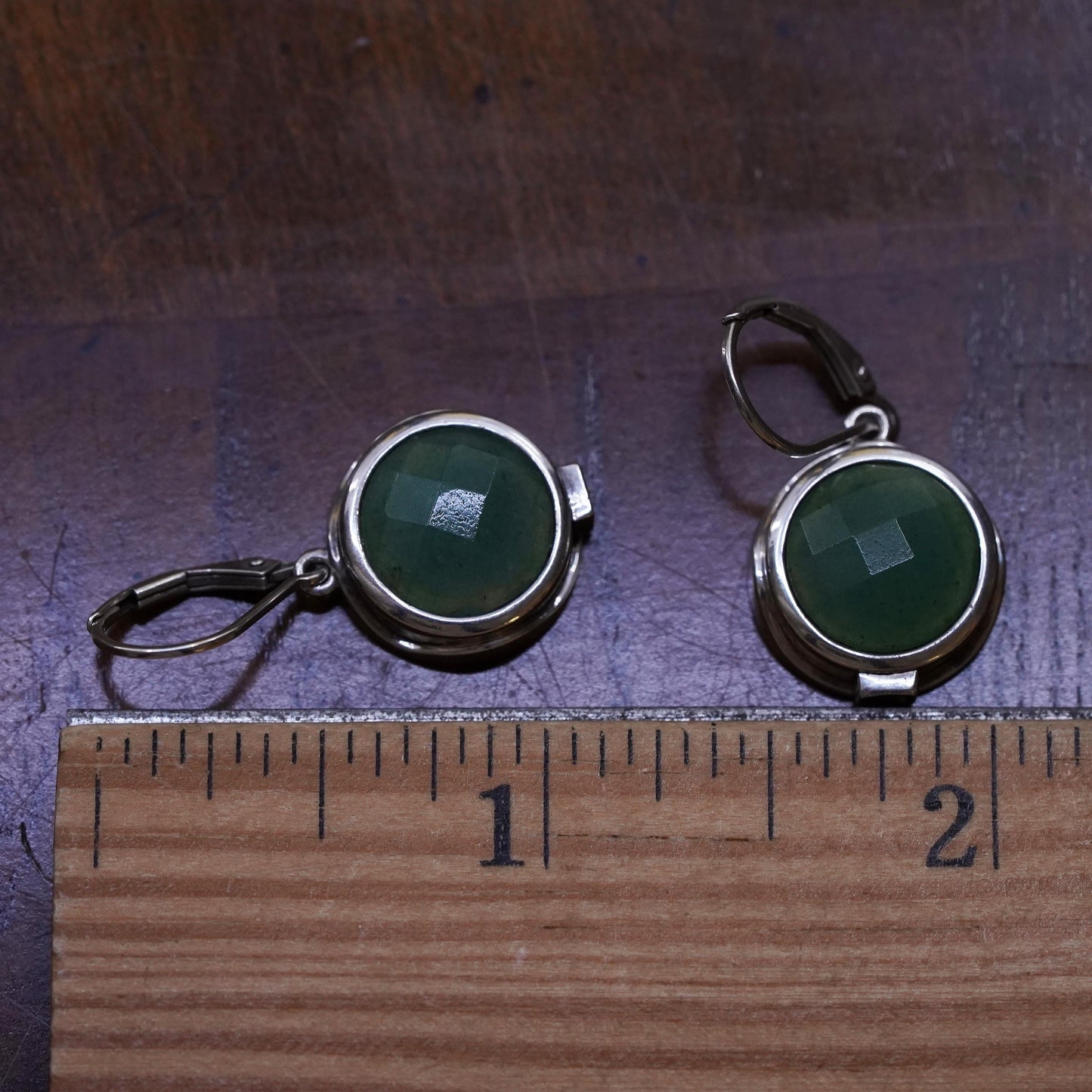Vintage Elle Sterling 925 silver earrings with teardrop smoky topaz and ruby