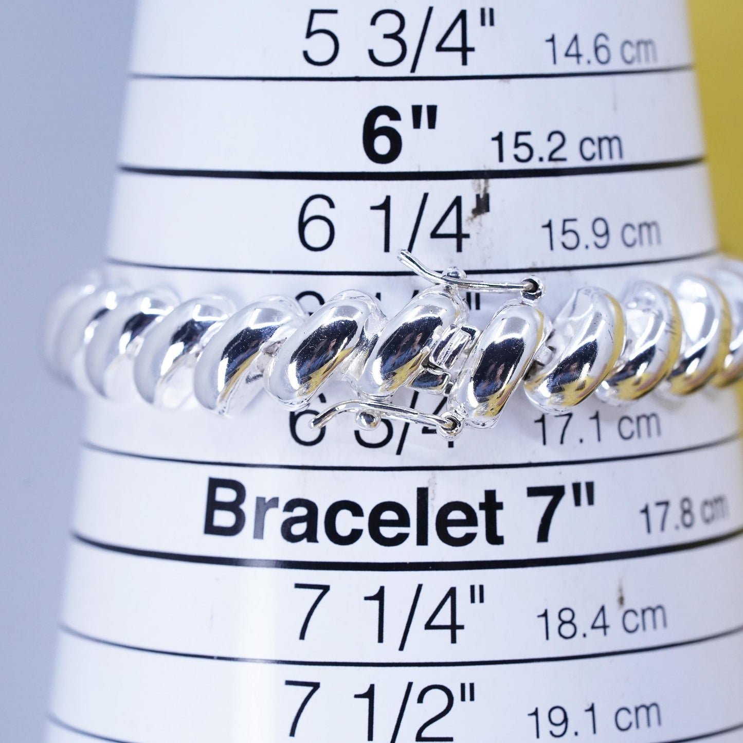 6.5” 10mm, Vintage Italian sterling silver link bracelet, 925 San Marco chain