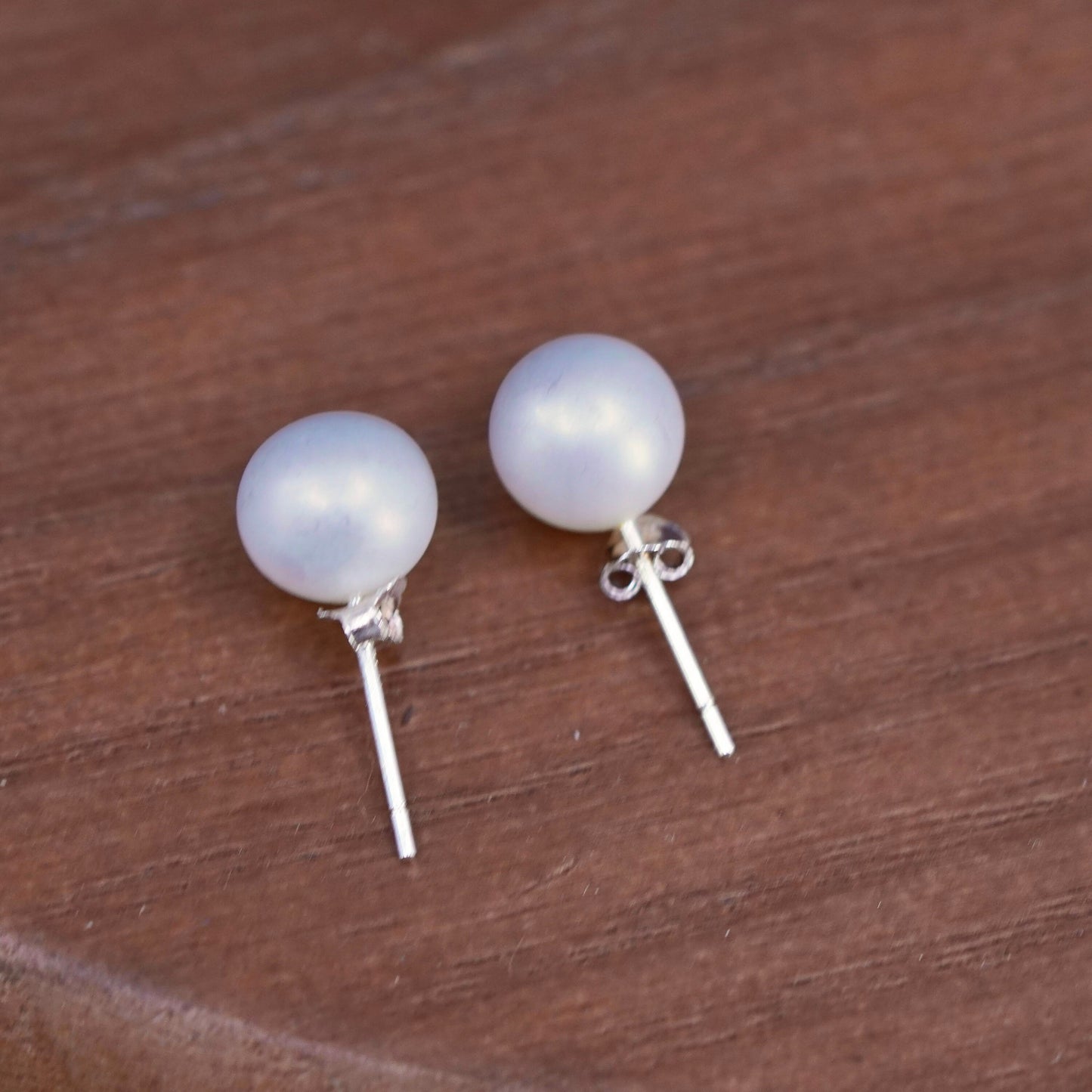 7mm, Sterling 925 silver with freshwater pearl studs earrings