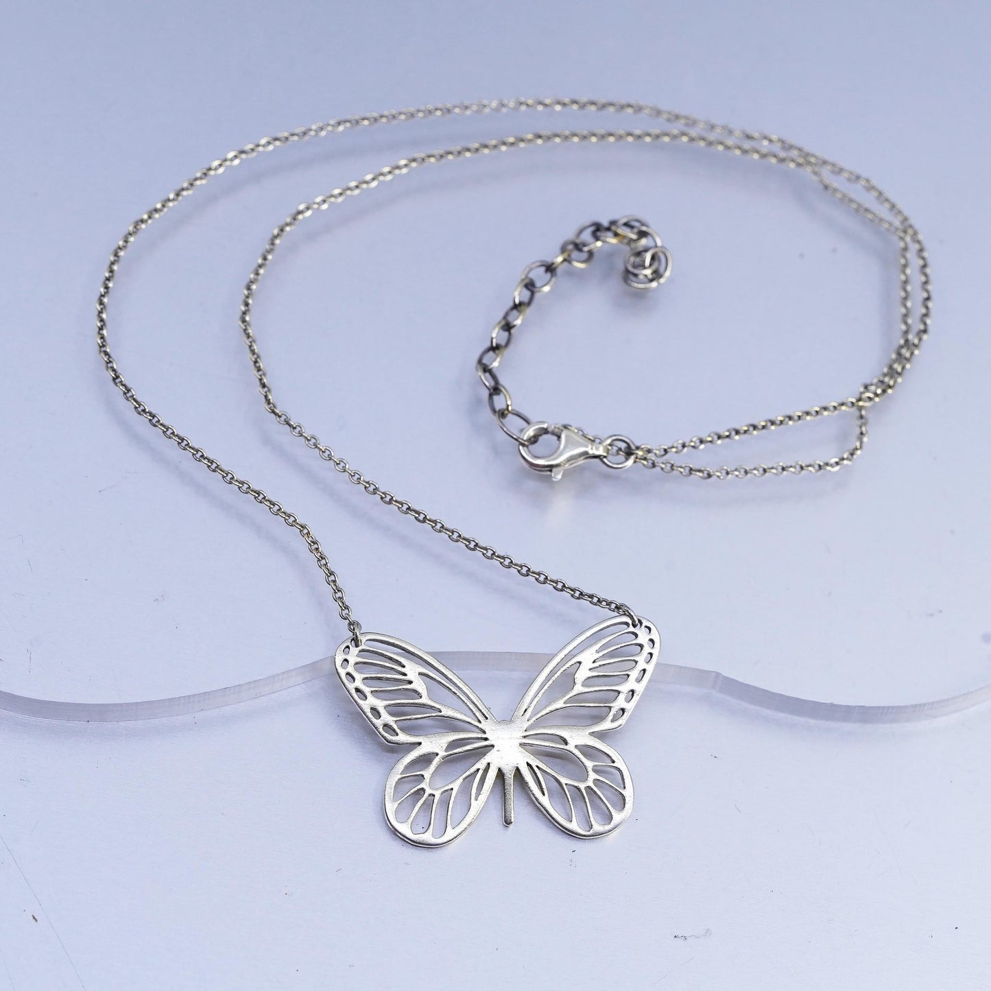 16+2", Tashi gold plated Sterling 925 silver circle necklace butterfly pendant