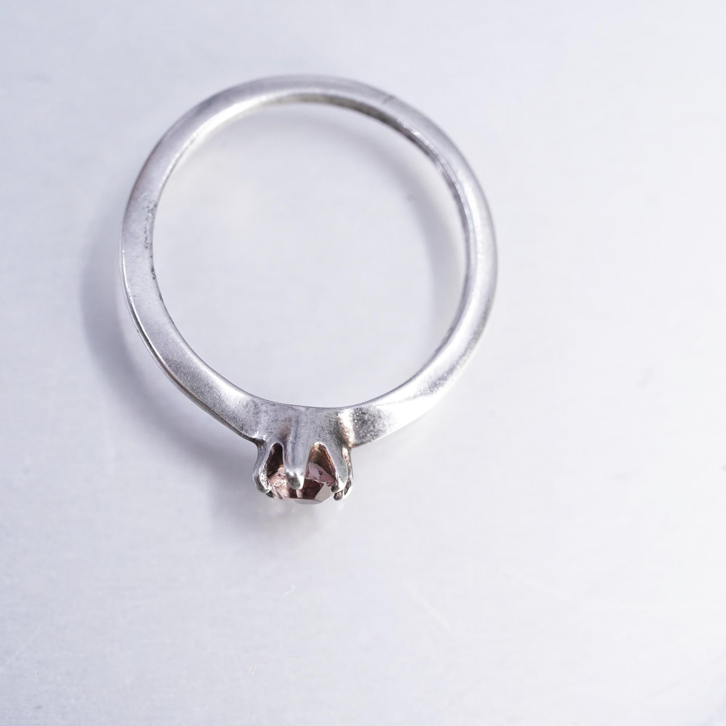 size 3.75, Vintage Sterling Silver handmade Ring, 925 stackable Ring amethyst