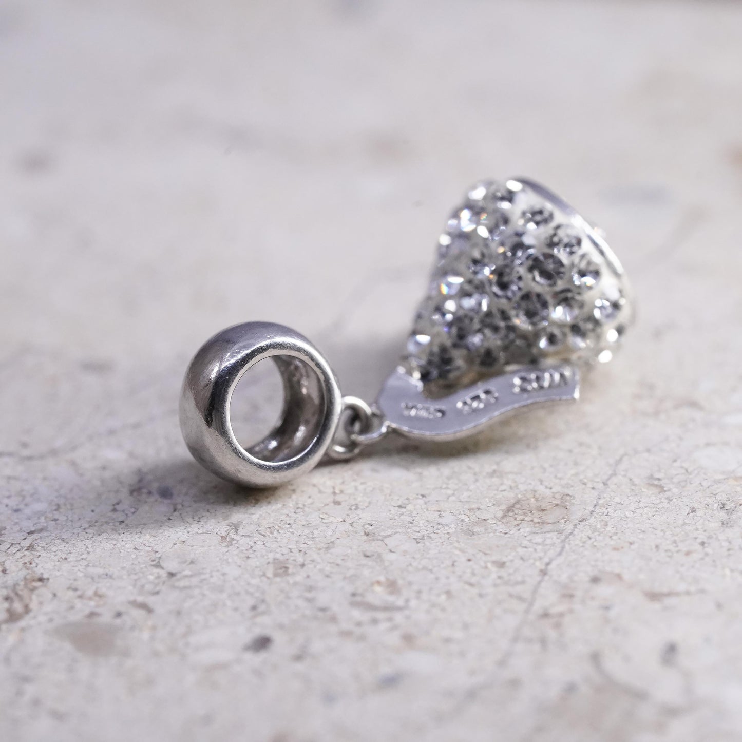 vintage Sterling silver handmade pendant, 925 kisses chocolate charm cluster cz