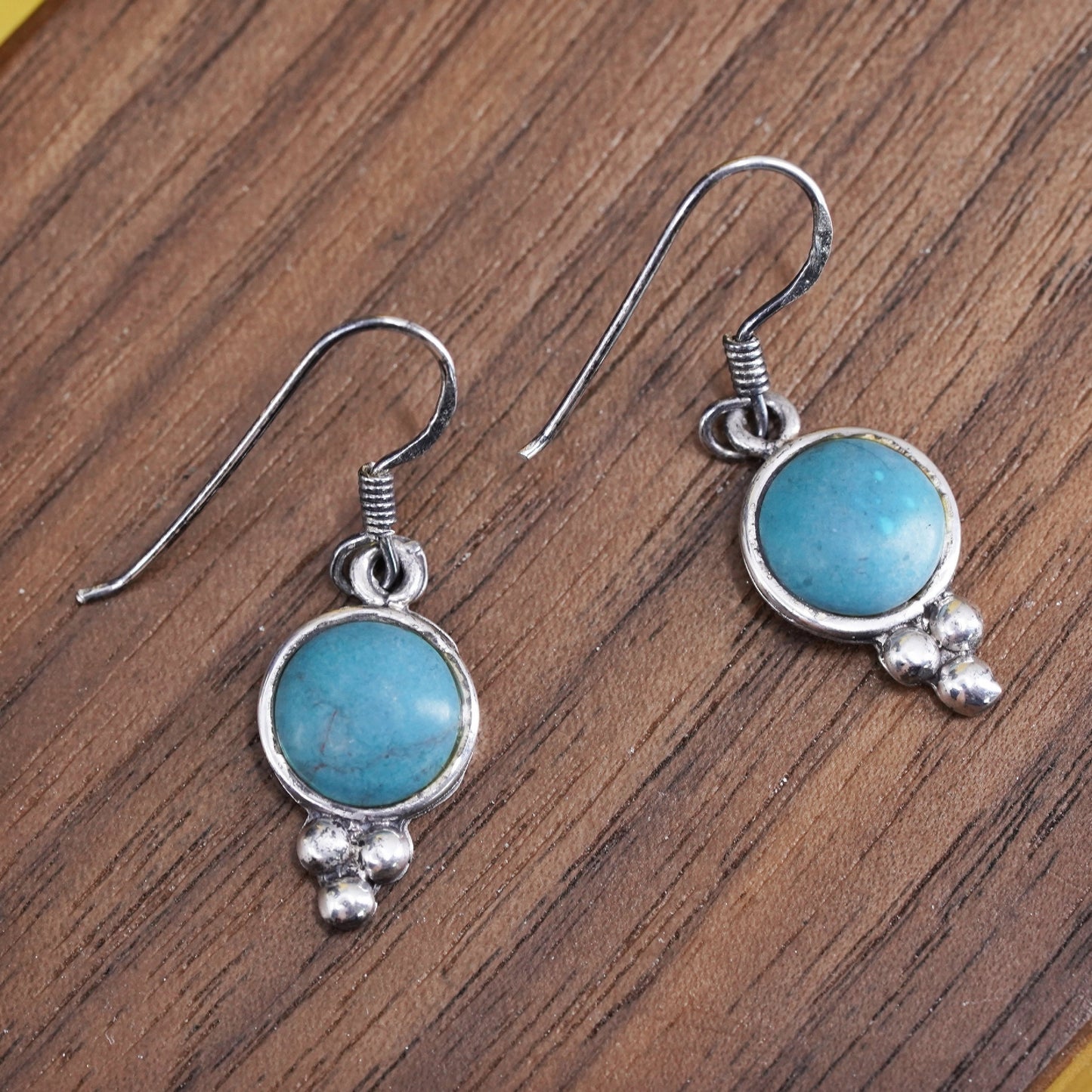 Vintage Sterling 925 silver handmade earrings with turquoise