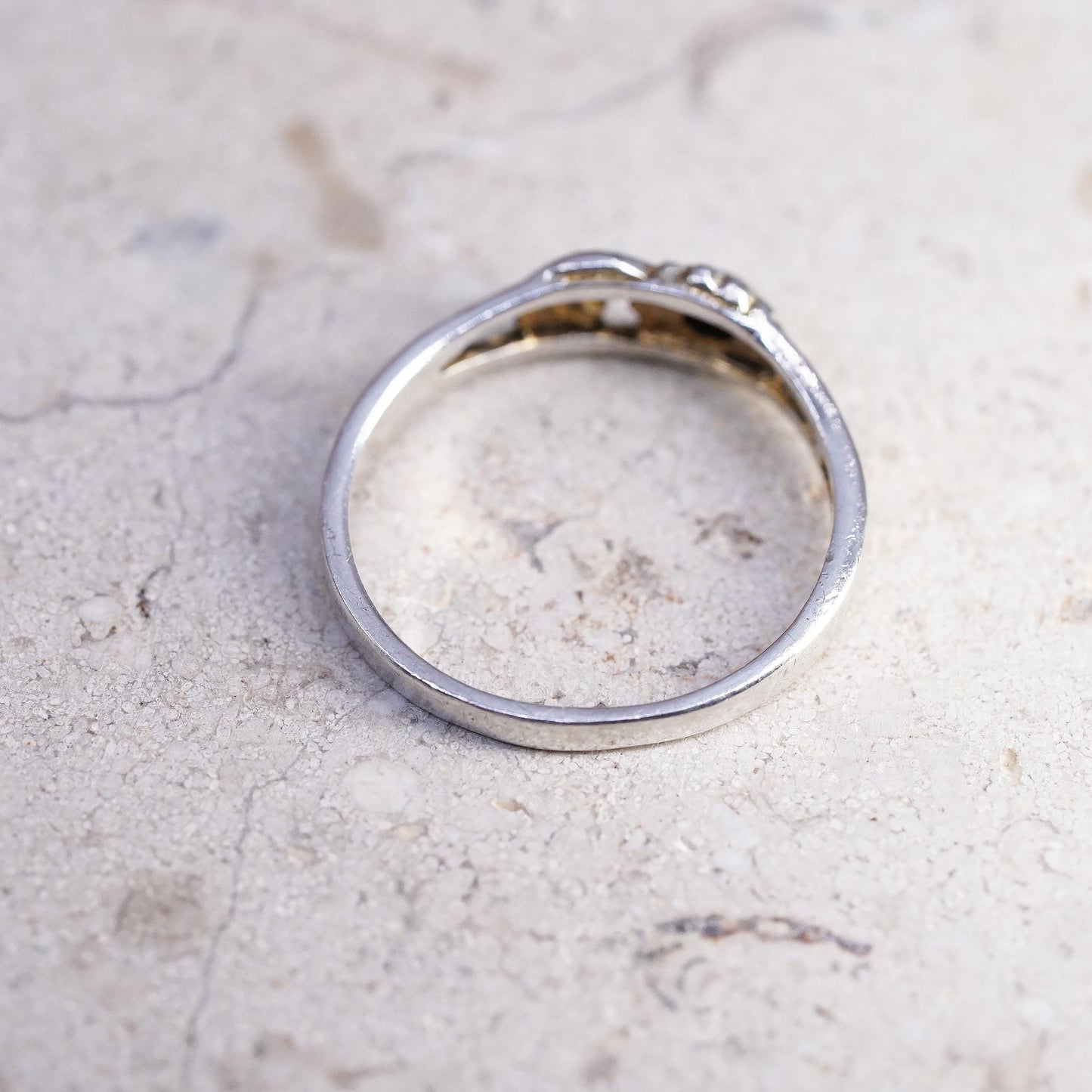 Size 7.75, vintage Sterling silver handmade ring, 925 sun moon face band