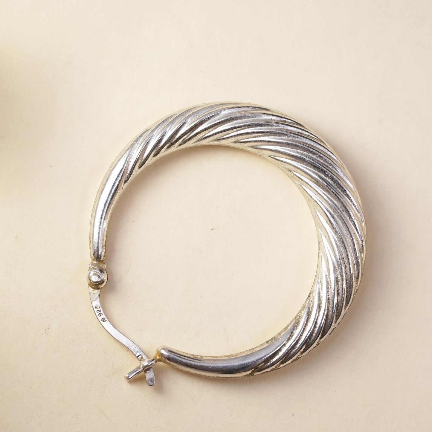 1", Vintage sterling silver loop single earring, fashion primitive twisted hoop