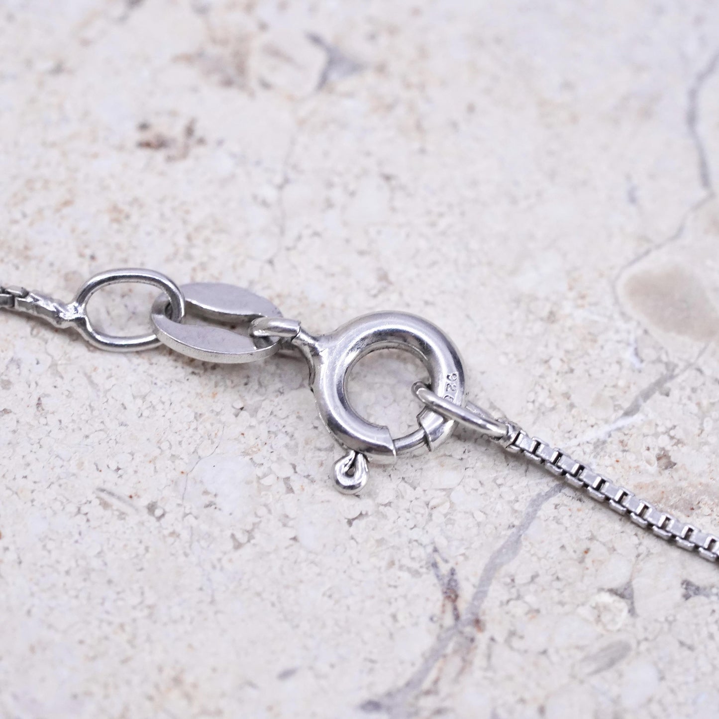 18”, sterling 925 silver handmade box chain necklace with angel charm pendant