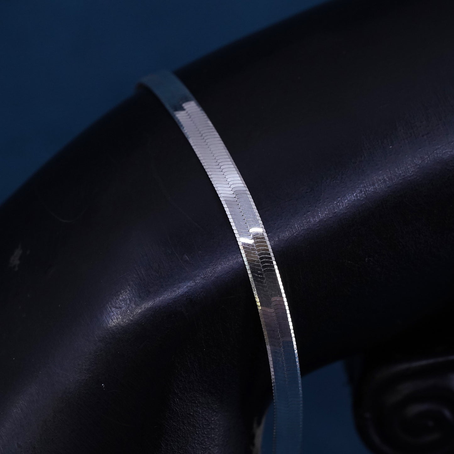 7”, 4mm, vintage Sterling silver handmade bracelet, 925 herringbone chain