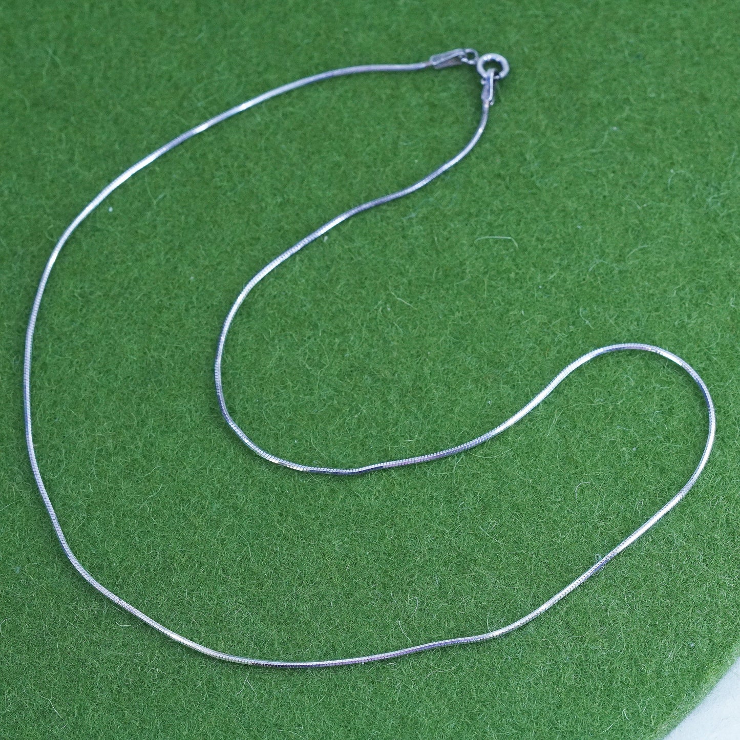 16”, 1mm, Vintage sterling silver square snake chain, Italy 925 necklace