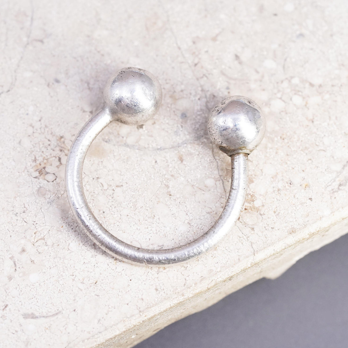 VTG Sterling Silver Open Cuff Bracelet Double Ball Bangle Minimalist Jewelry