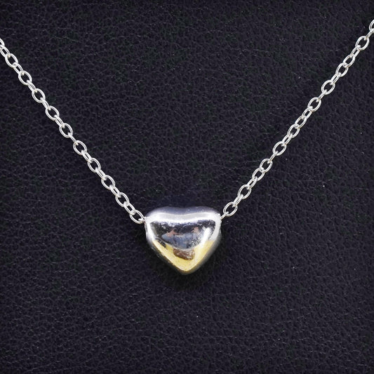 16+2", Italy Sterling 925 Silver Circle Chain Necklace with heart pendant
