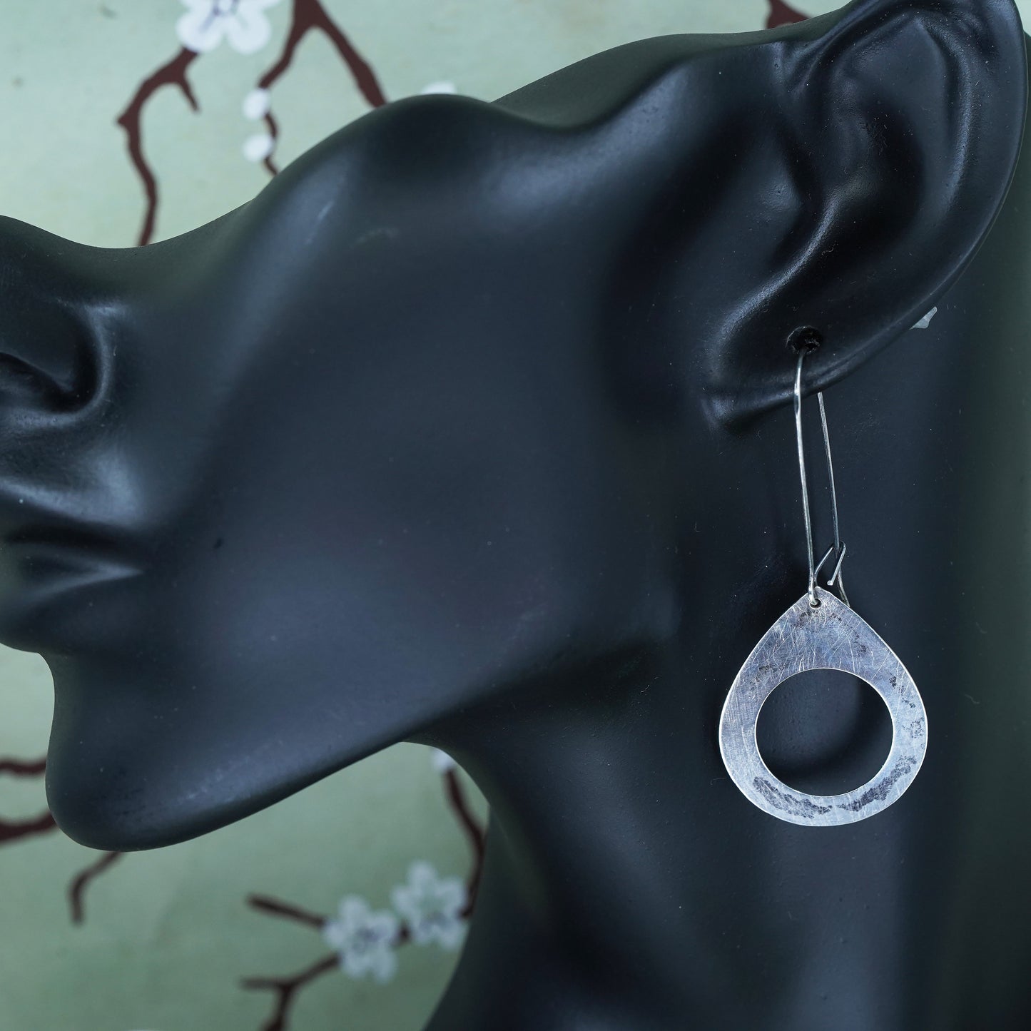 Vintage Sterling silver handmade earrings, 925 silver teardrop dangles
