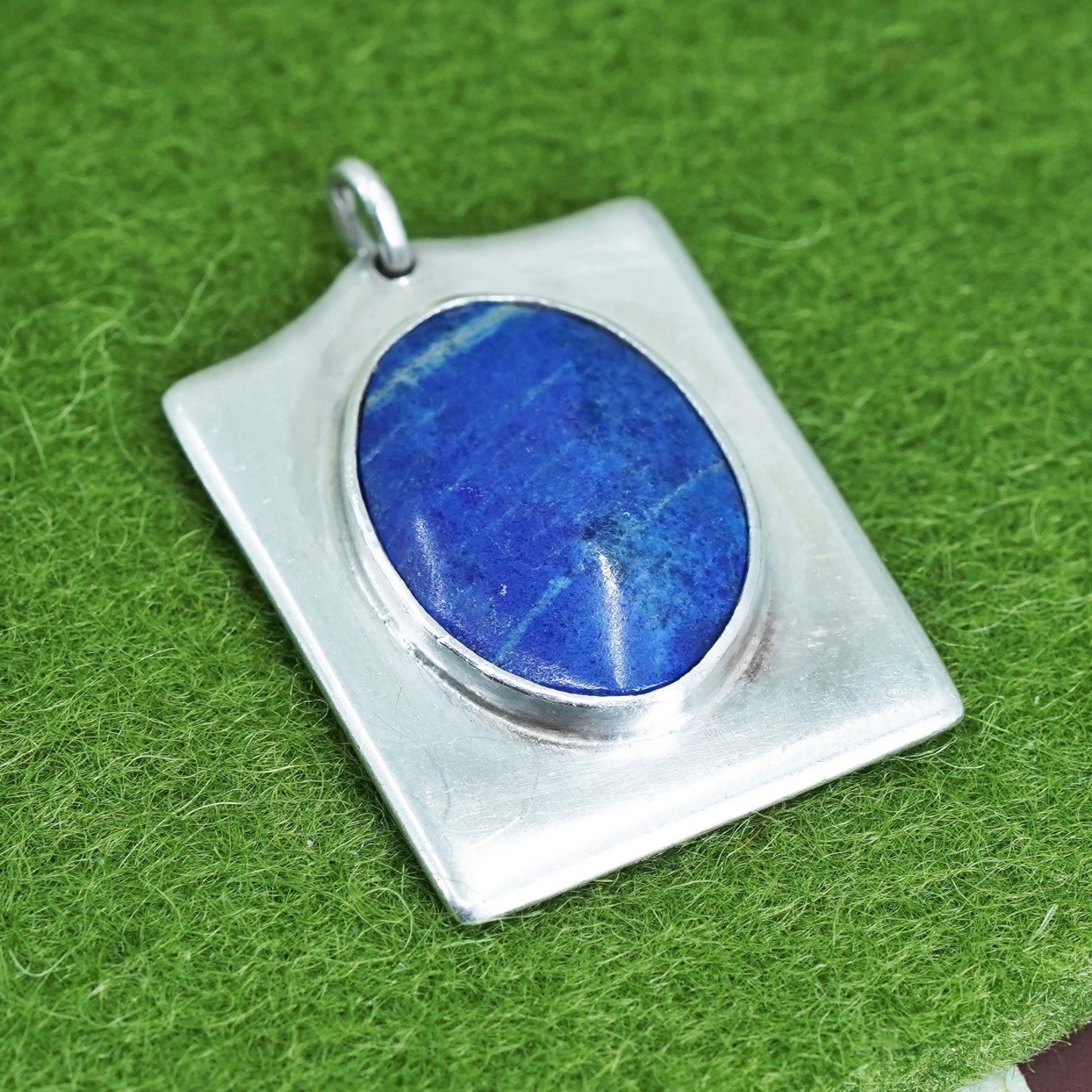 vintage sterling 925 silver handmade pendant with oval sodalite